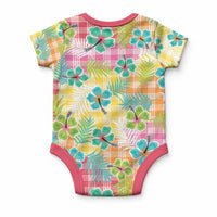 Hawaiian Palaka Baby Onesie Hibiscus Palm Leaf Pattern LT9 - Polynesian Pride