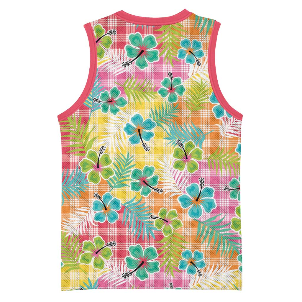 Hawaiian Palaka Basketball Jersey Hibiscus Palm Leaf Pattern LT9 - Polynesian Pride