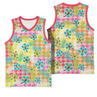 Hawaiian Palaka Basketball Jersey Hibiscus Palm Leaf Pattern LT9 - Polynesian Pride