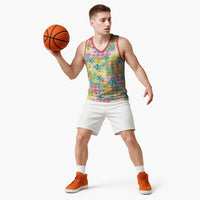 Hawaiian Palaka Basketball Jersey Hibiscus Palm Leaf Pattern LT9 - Polynesian Pride