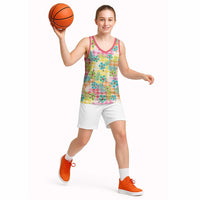 Hawaiian Palaka Basketball Jersey Hibiscus Palm Leaf Pattern LT9 - Polynesian Pride