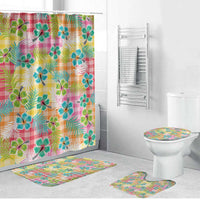 Hawaiian Palaka Bathroom Set Hibiscus Palm Leaf Pattern LT9 Bathroom Set (4 pcs) Yellow - Polynesian Pride