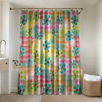 Hawaiian Palaka Bathroom Set Hibiscus Palm Leaf Pattern LT9 Shower Curtain Only Yellow - Polynesian Pride