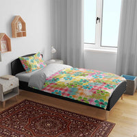 Hawaiian Palaka Bedding Set Hibiscus Palm Leaf Pattern LT9 - Polynesian Pride