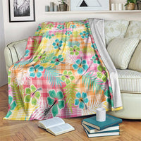 Hawaiian Palaka Blanket Hibiscus Palm Leaf Pattern LT9 Yellow - Polynesian Pride