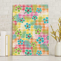 Hawaiian Palaka Canvas Wall Art Hibiscus Palm Leaf Pattern LT9 Without Frame Yellow - Polynesian Pride