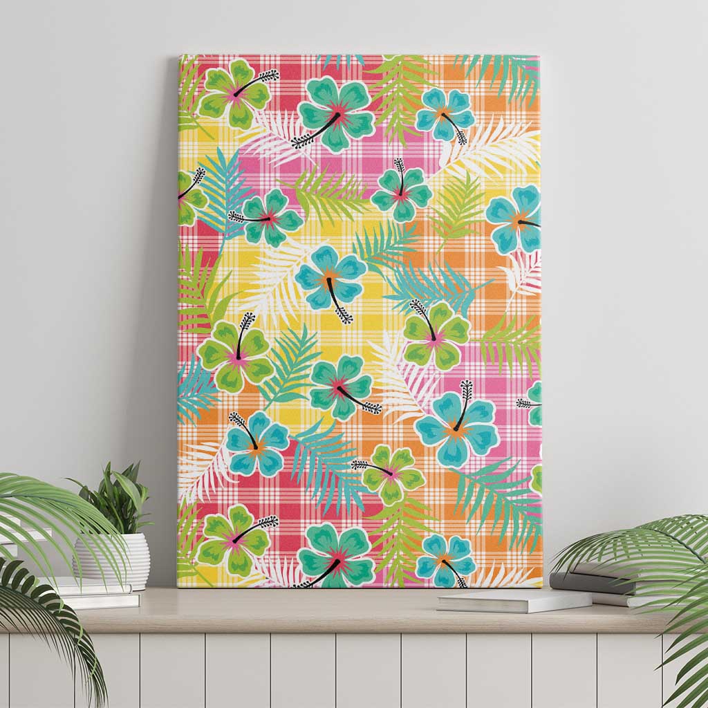 Hawaiian Palaka Canvas Wall Art Hibiscus Palm Leaf Pattern LT9 - Polynesian Pride