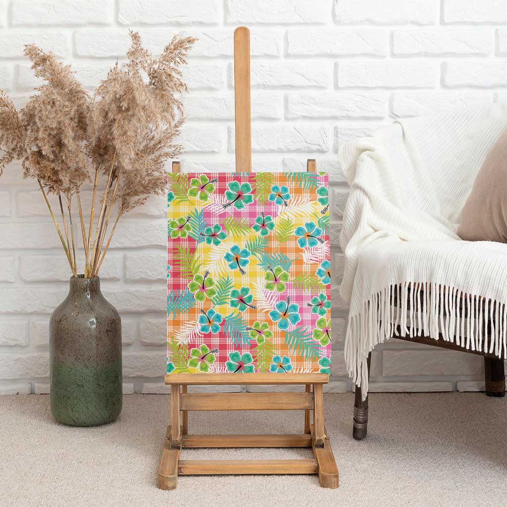 Hawaiian Palaka Canvas Wall Art Hibiscus Palm Leaf Pattern LT9 - Polynesian Pride