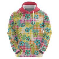 Hawaiian Palaka Hoodie Hibiscus Palm Leaf Pattern LT9 - Polynesian Pride