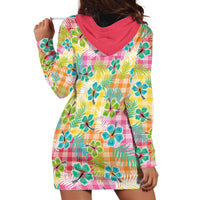 Hawaiian Palaka Hoodie Dress Hibiscus Palm Leaf Pattern LT9 - Polynesian Pride