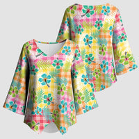 Hawaiian Palaka Kimono Sleeve Blouse Hibiscus Palm Leaf Pattern LT9 - Polynesian Pride