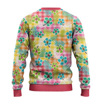 Hawaiian Palaka Ugly Christmas Sweater Hibiscus Palm Leaf Pattern LT9 - Polynesian Pride