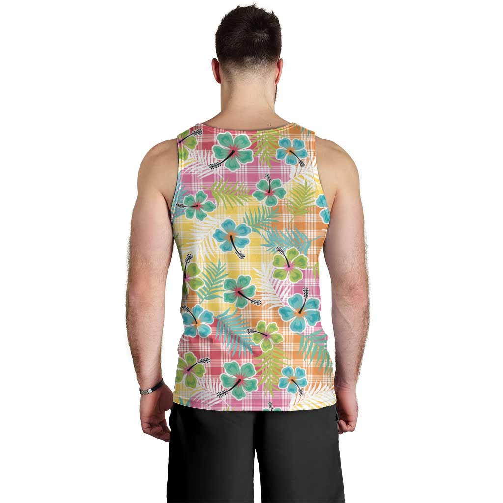 Hawaiian Palaka Men Tank Top Hibiscus Palm Leaf Pattern LT9 - Polynesian Pride