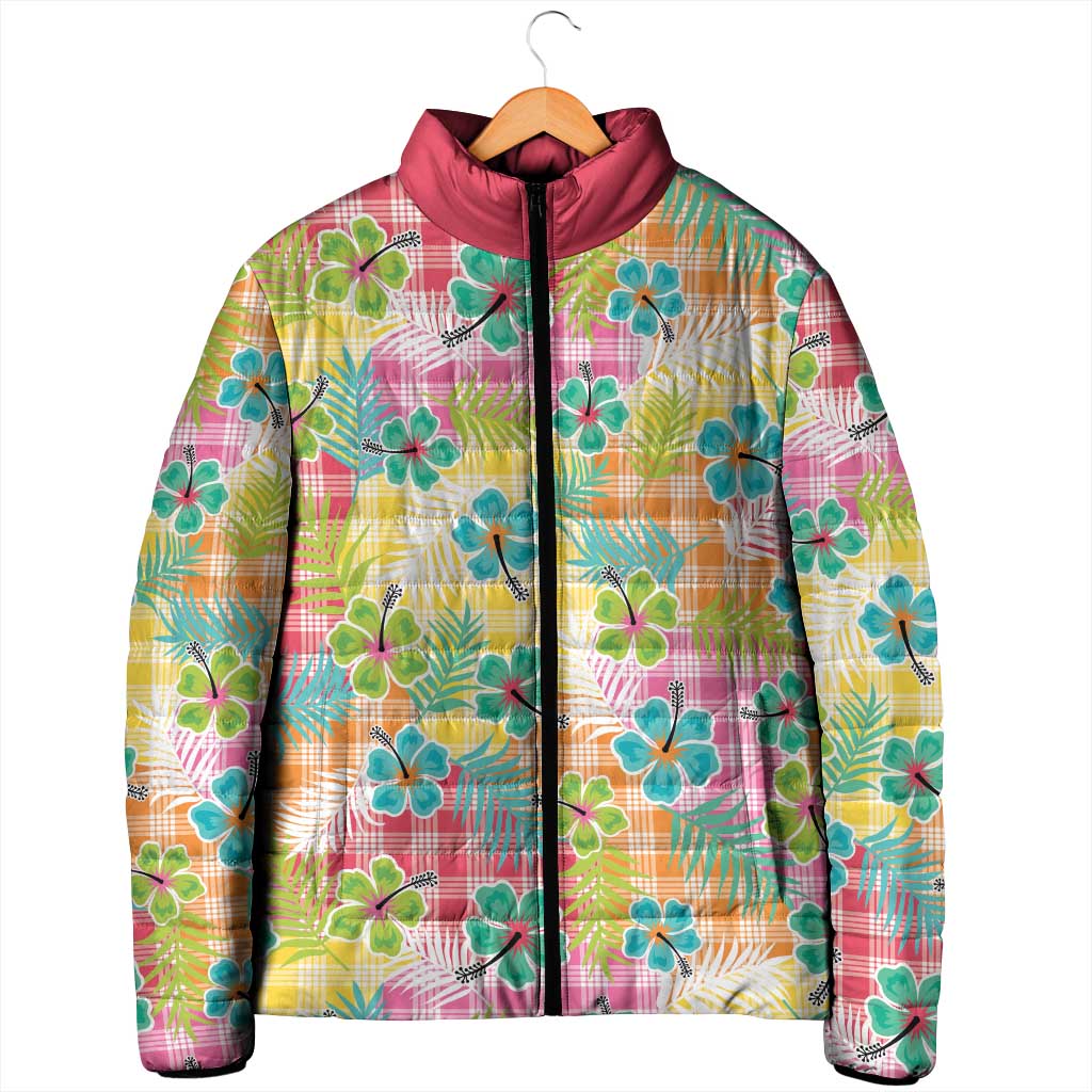 Hawaiian Palaka Padded Jacket Hibiscus Palm Leaf Pattern LT9 - Polynesian Pride
