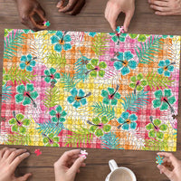 Hawaiian Palaka Puzzle Hibiscus Palm Leaf Pattern LT9 - Polynesian Pride