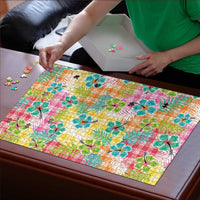 Hawaiian Palaka Puzzle Hibiscus Palm Leaf Pattern LT9 - Polynesian Pride