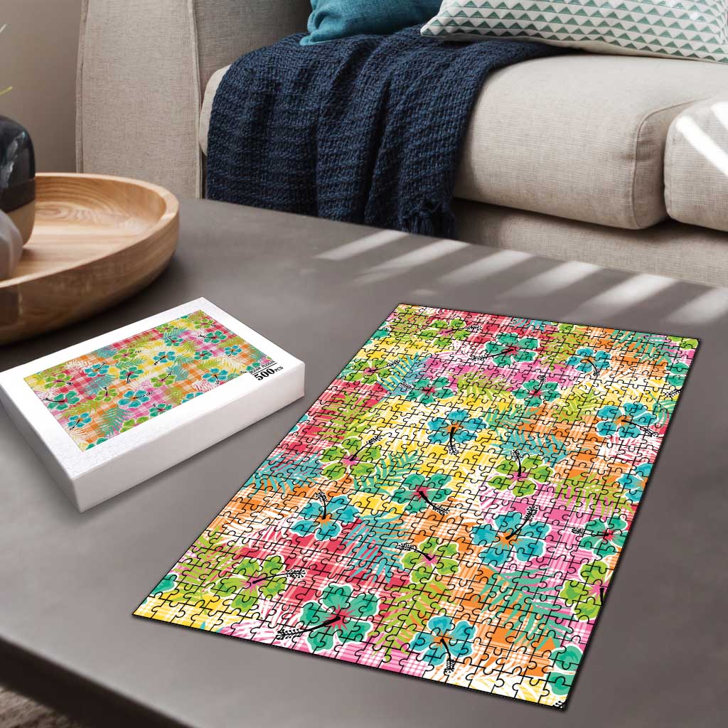 Hawaiian Palaka Puzzle Hibiscus Palm Leaf Pattern LT9 - Polynesian Pride