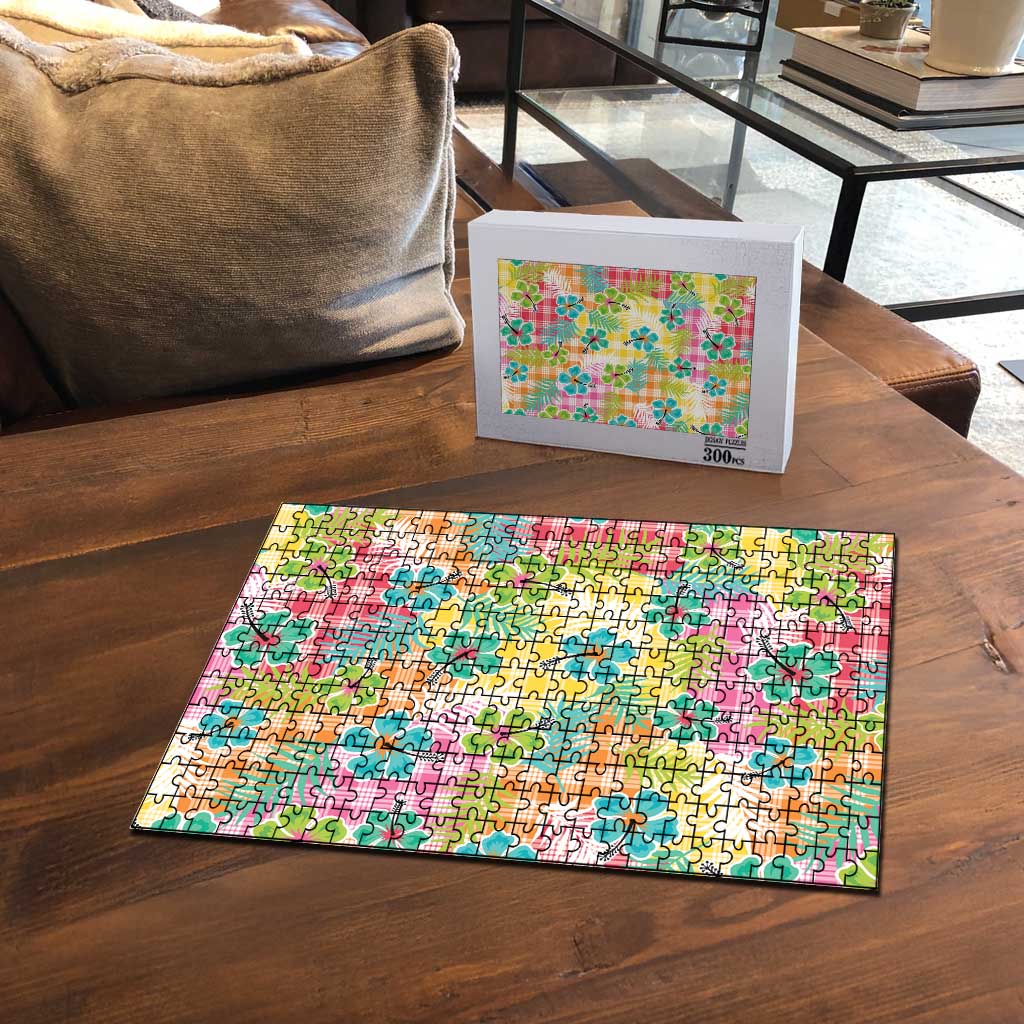Hawaiian Palaka Puzzle Hibiscus Palm Leaf Pattern LT9 - Polynesian Pride