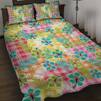 Hawaiian Palaka Quilt Bed Set Hibiscus Palm Leaf Pattern LT9 Yellow - Polynesian Pride