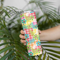 Hawaiian Palaka Skinny Tumbler Hibiscus Palm Leaf Pattern LT9 - Polynesian Pride