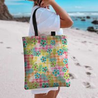 Hawaiian Palaka Tote Bag Hibiscus Palm Leaf Pattern LT9 - Polynesian Pride
