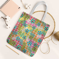 Hawaiian Palaka Tote Bag Hibiscus Palm Leaf Pattern LT9 White Strap One Size Yellow - Polynesian Pride