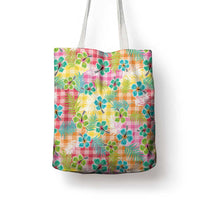 Hawaiian Palaka Tote Bag Hibiscus Palm Leaf Pattern LT9 - Polynesian Pride