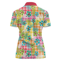 Hawaiian Palaka Women Polo Shirt Hibiscus Palm Leaf Pattern LT9 - Polynesian Pride