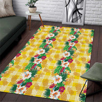 Hawaiian Palaka Area Rug Hibiscus Pineapple Lei LT9 Yellow - Polynesian Pride