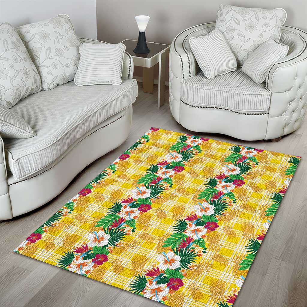 Hawaiian Palaka Area Rug Hibiscus Pineapple Lei LT9 - Polynesian Pride