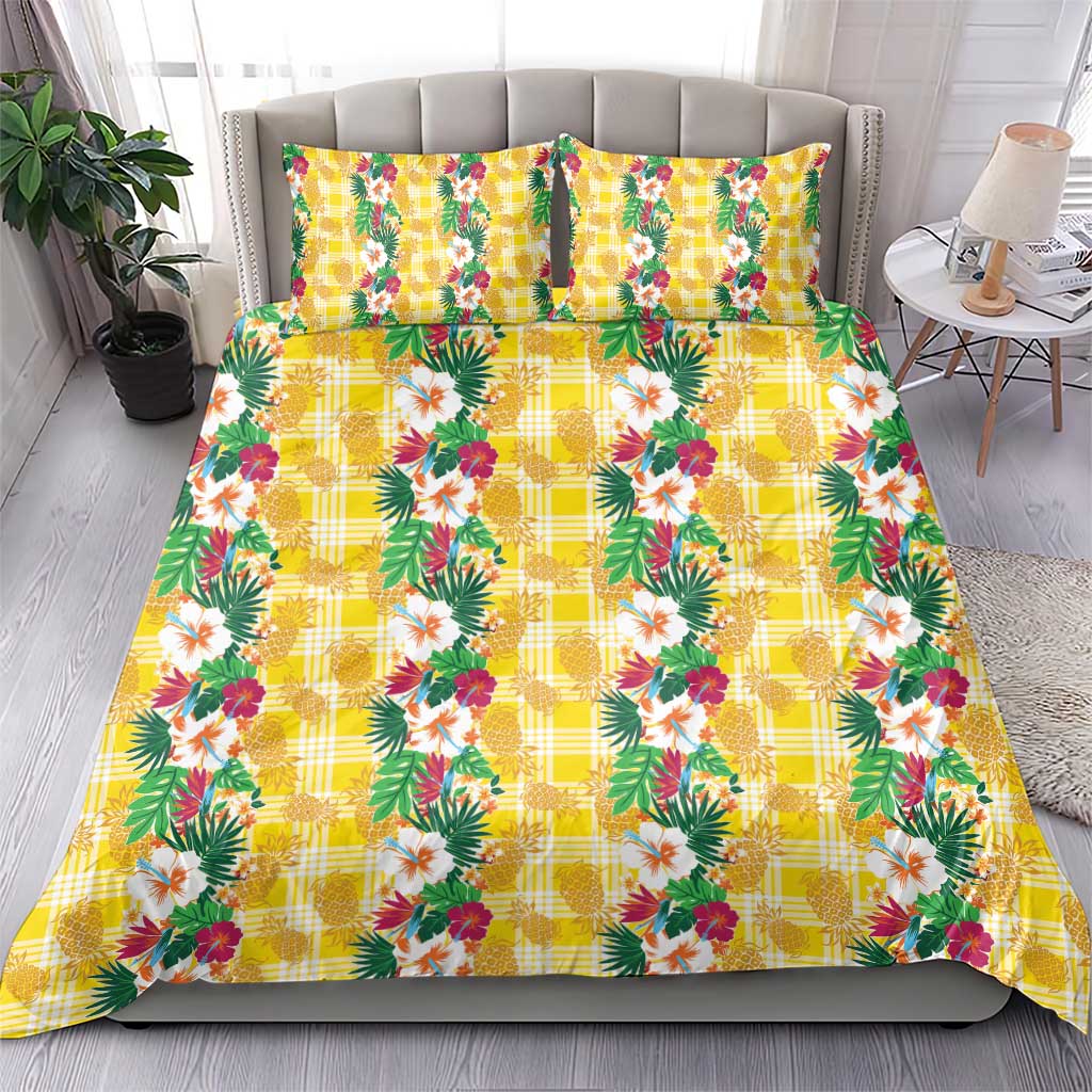 Hawaiian Palaka Bedding Set Hibiscus Pineapple Lei LT9 - Polynesian Pride