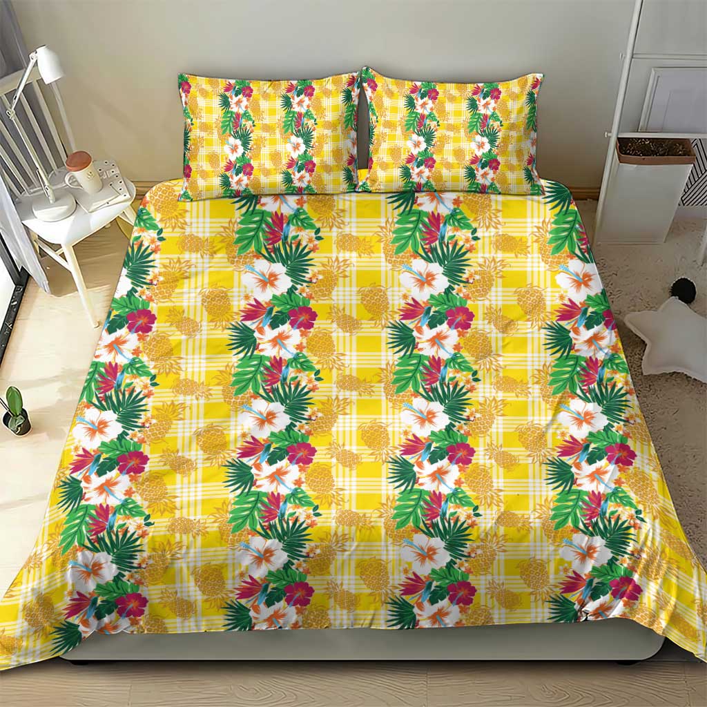 Hawaiian Palaka Bedding Set Hibiscus Pineapple Lei LT9 - Polynesian Pride