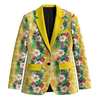 Hawaiian Palaka Blazer Hibiscus Pineapple Lei LT9 Unisex Yellow - Polynesian Pride