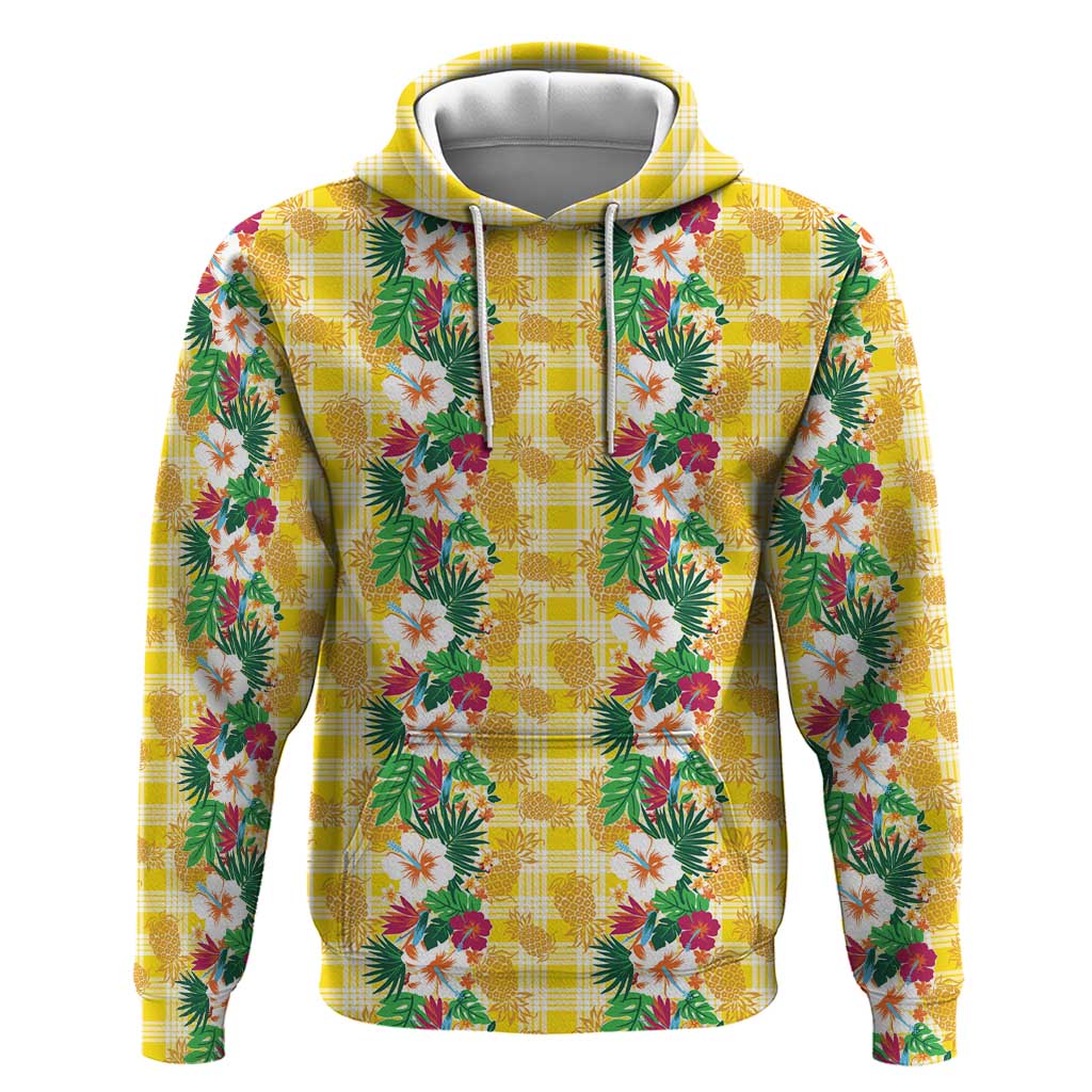 Hawaiian Palaka Hoodie Hibiscus Pineapple Lei LT9 Pullover Hoodie Yellow - Polynesian Pride