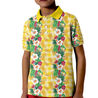 Hawaiian Palaka Kid Polo Shirt Hibiscus Pineapple Lei LT9 Kid Yellow - Polynesian Pride