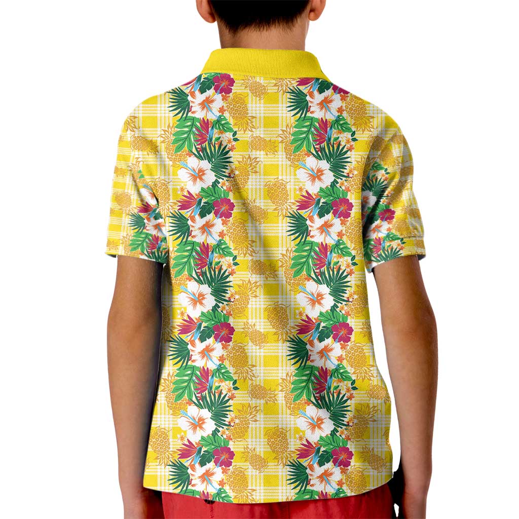 Hawaiian Palaka Kid Polo Shirt Hibiscus Pineapple Lei LT9 - Polynesian Pride