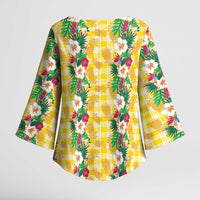 Hawaiian Palaka Kimono Sleeve Blouse Hibiscus Pineapple Lei LT9 - Polynesian Pride