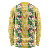 Hawaiian Palaka Long Sleeve Shirt Hibiscus Pineapple Lei LT9 - Polynesian Pride
