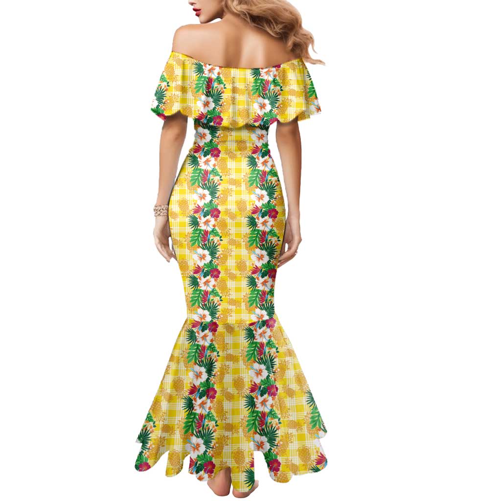 Hawaiian Palaka Mermaid Dress Hibiscus Pineapple Lei LT9 - Polynesian Pride