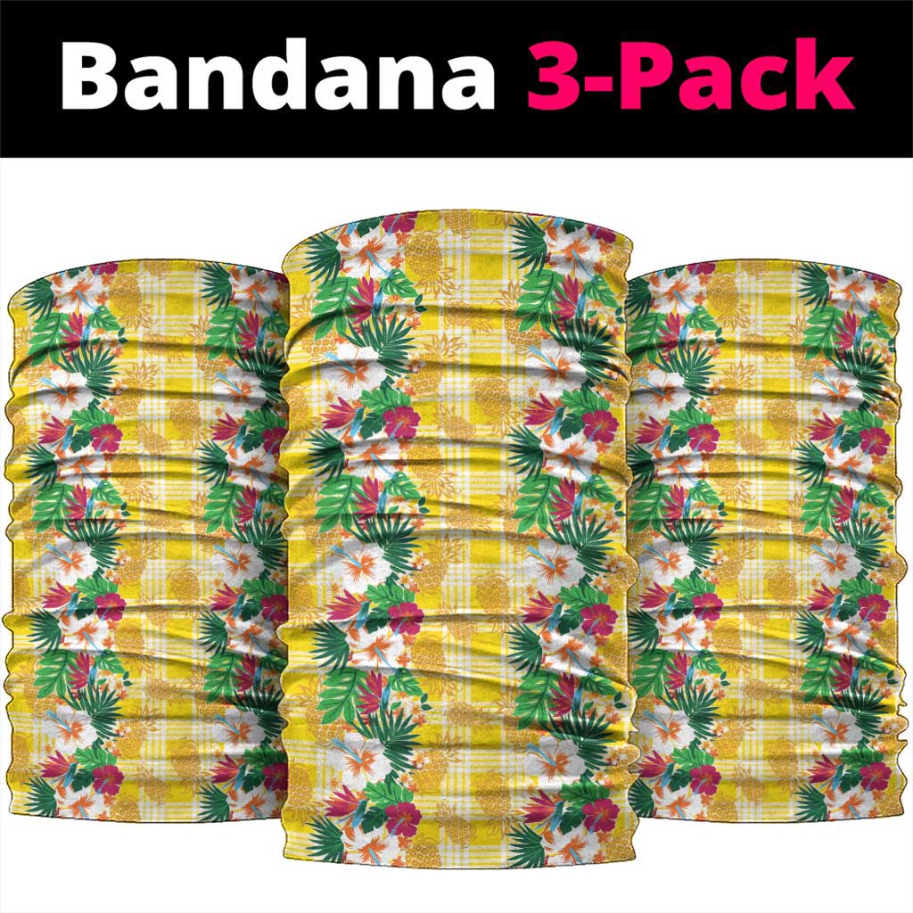 Hawaiian Palaka Neck Gaiter Hibiscus Pineapple Lei LT9 package One Size: 25*50cm Yellow - Polynesian Pride