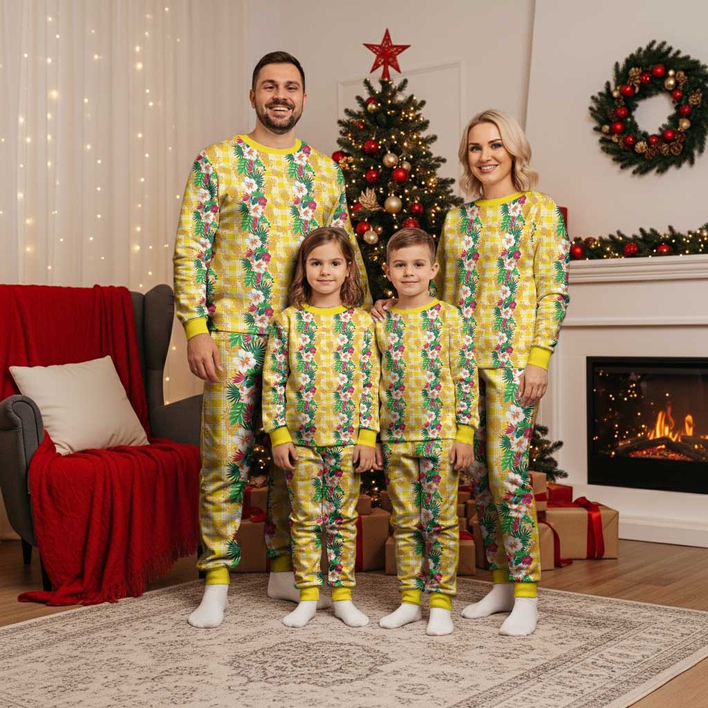 Hawaiian Palaka Christmas Pajama Set Hibiscus Pineapple Lei LT9 - Polynesian Pride