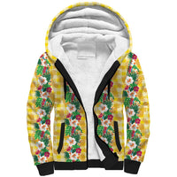 Hawaiian Palaka Sherpa Hoodie Hibiscus Pineapple Lei LT9 Unisex Yellow - Polynesian Pride