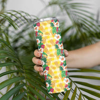 Hawaiian Palaka Skinny Tumbler Hibiscus Pineapple Lei LT9 - Polynesian Pride