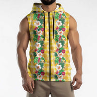 Hawaiian Palaka Sleeveless Zip Hoodie Hibiscus Pineapple Lei LT9 - Polynesian Pride