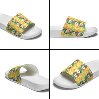 Hawaiian Palaka Slide Sandals Hibiscus Pineapple Lei LT9 - Polynesian Pride