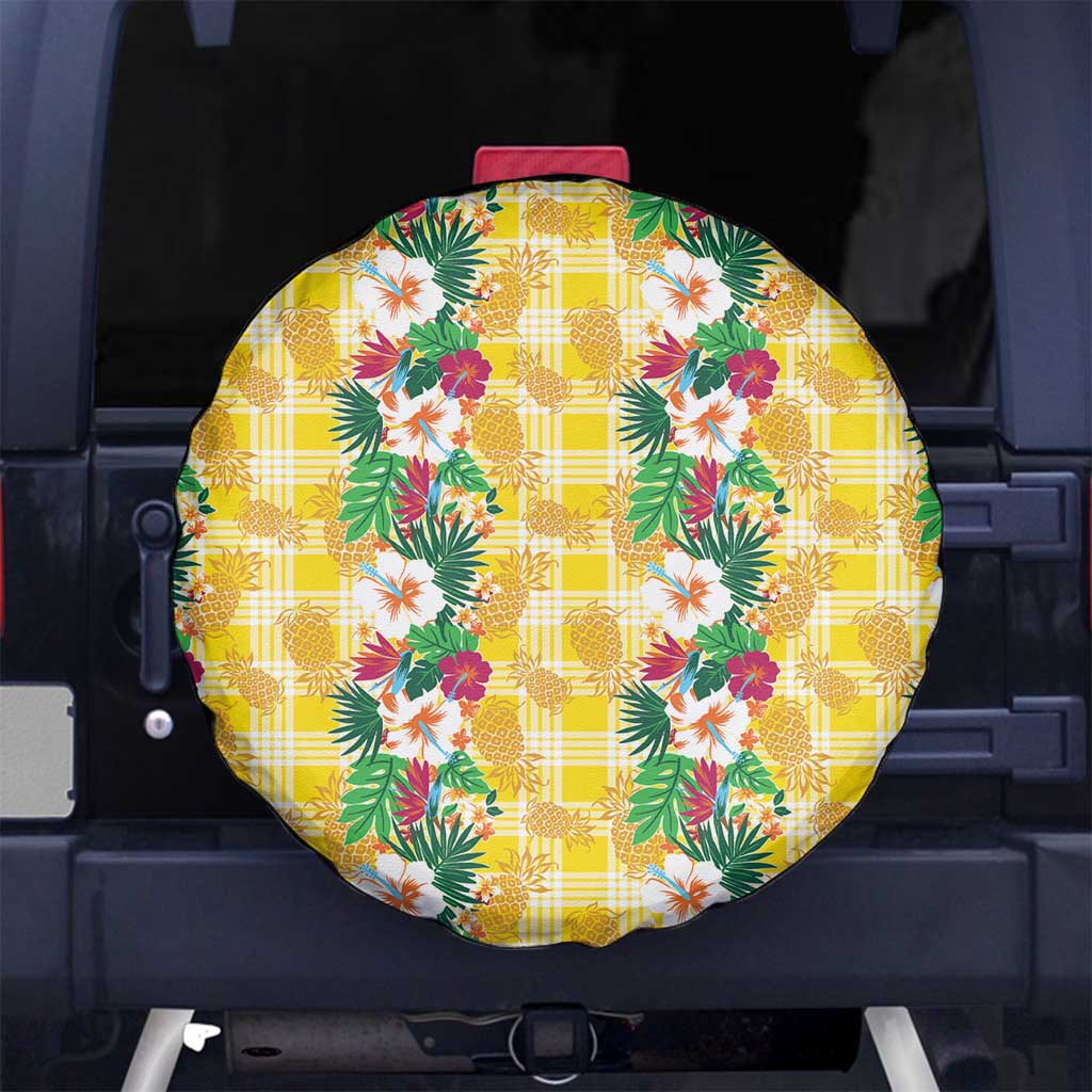 Hawaiian Palaka Spare Tire Cover Hibiscus Pineapple Lei LT9 No hole Yellow - Polynesian Pride