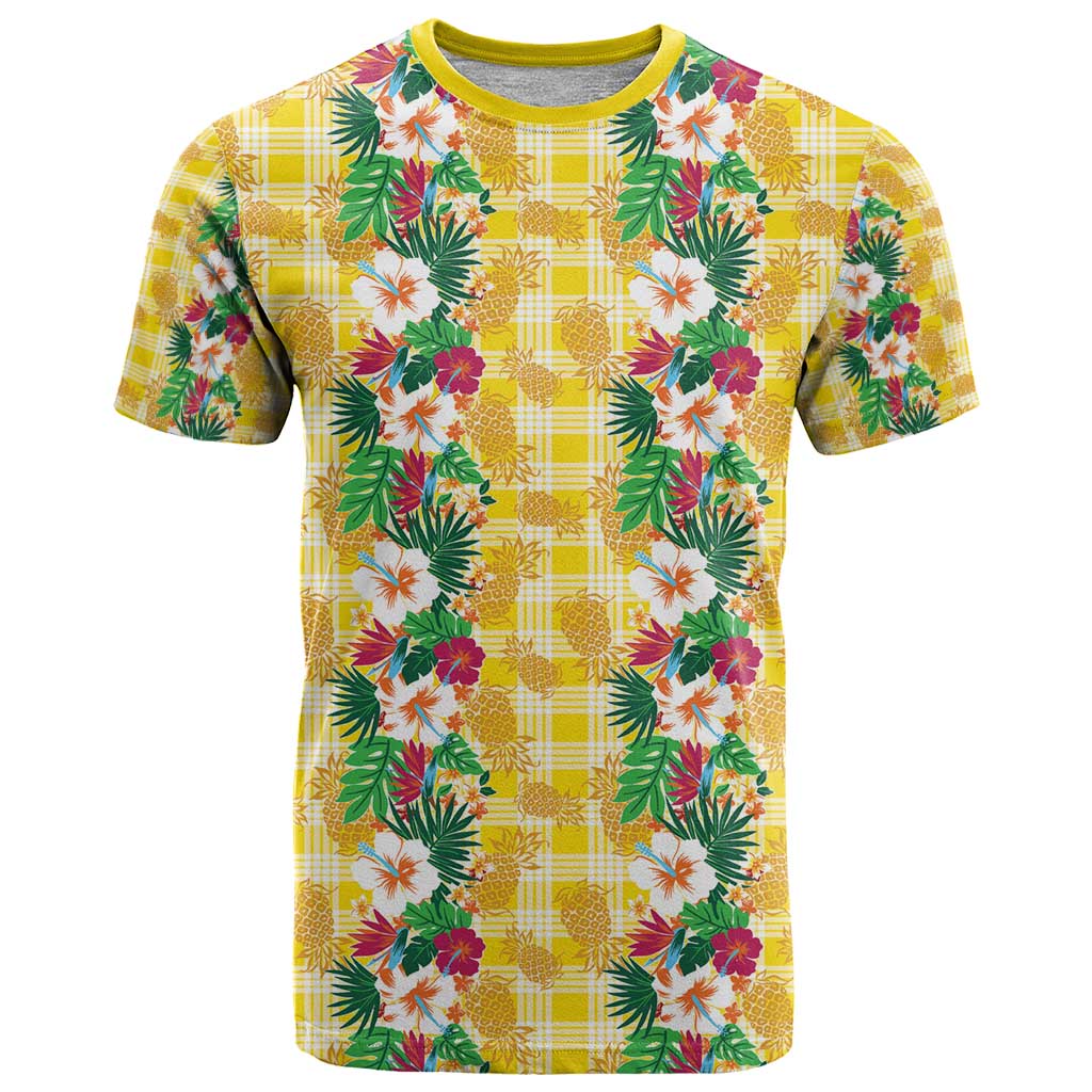 Hawaiian Palaka T Shirt Hibiscus Pineapple Lei LT9 Yellow - Polynesian Pride