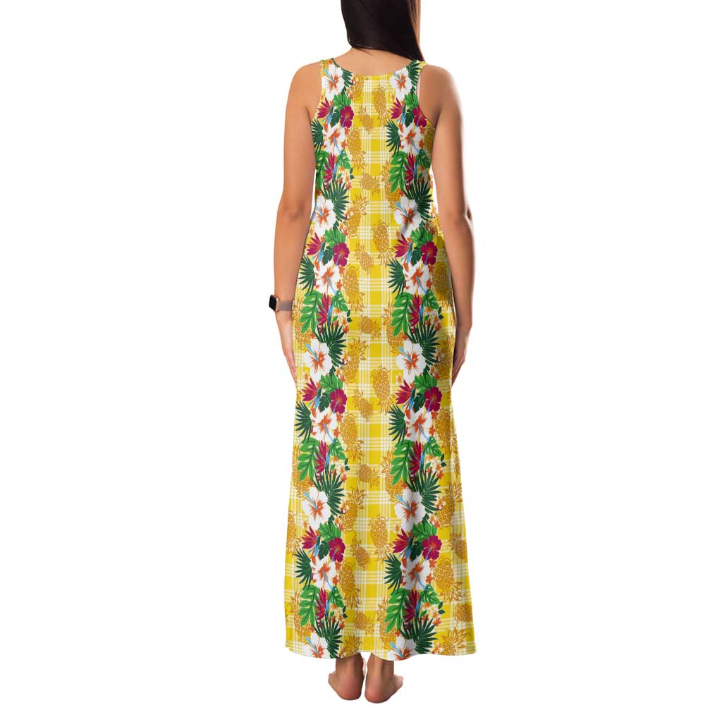Hawaiian Palaka Tank Maxi Dress Hibiscus Pineapple Lei LT9 - Polynesian Pride