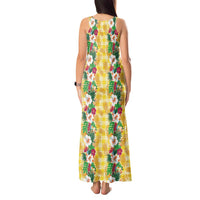 Hawaiian Palaka Tank Maxi Dress Hibiscus Pineapple Lei LT9 - Polynesian Pride
