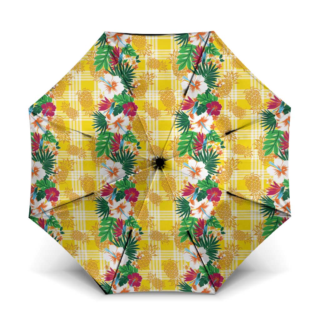 Hawaiian Palaka Umbrella Hibiscus Pineapple Lei LT9 One Size Folded 11.42 inch Opened Diameter 37.4 inch Yellow - Polynesian Pride